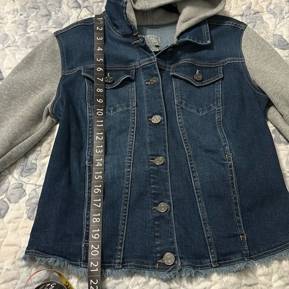 Susan Graver Stretch Denim Frayed Hem & French Terry Jean Jacket - Picture 14 of 16
